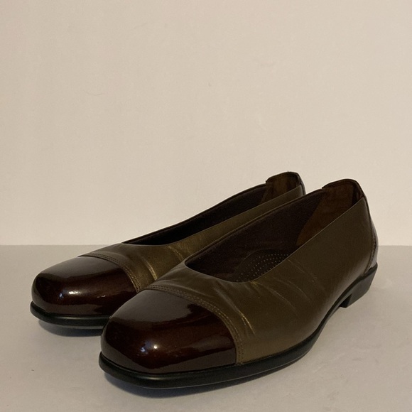 SAS Tripad Coco Bronze/Brown Leather & Patent Leather Ballet Flats - Picture 2 of 11